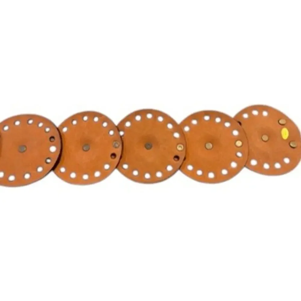 Boho Leather Disc Concho Belt Brown Brass Medallion Statement